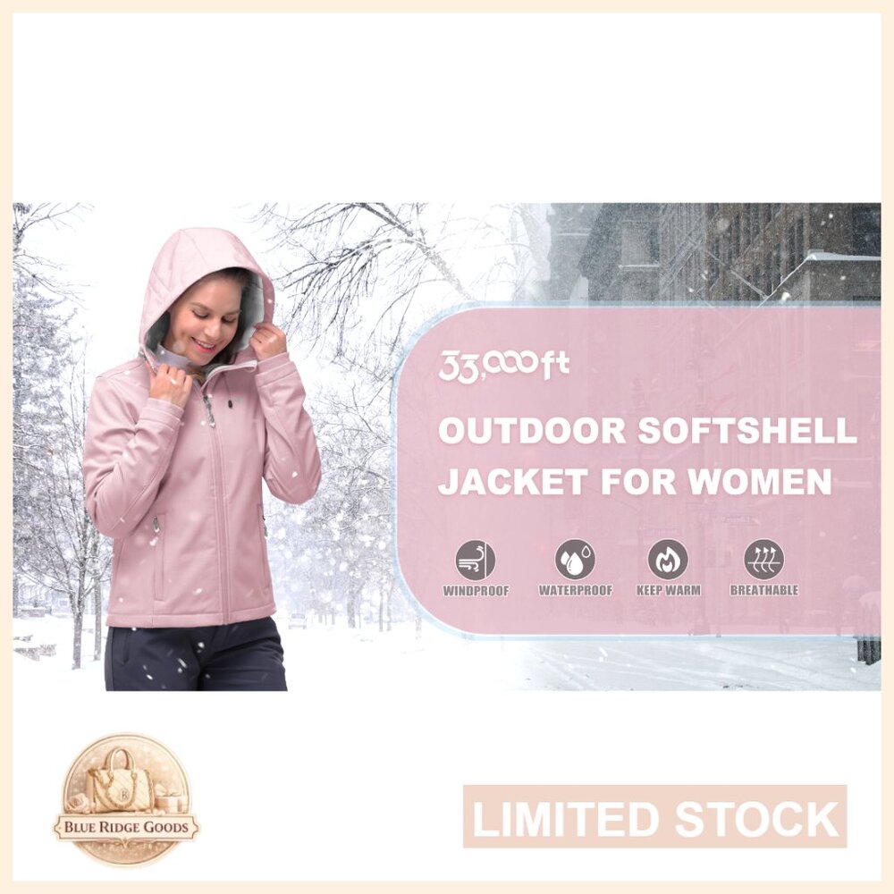 Fleece Lined Softshell Jacket Light Hooded Windpr… - image 6